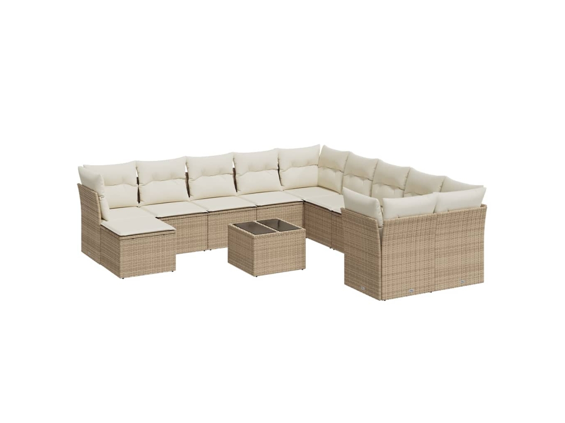 Maison Exclusive - 12 Pcs Conjunto De Sofás P/ Jardim Com Almofadões Vime Pe Bege