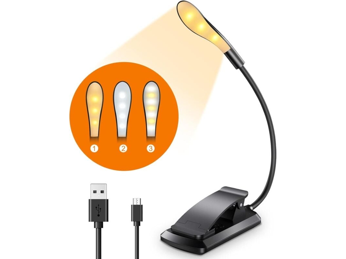 Personalize Sua Experiência De Leitura, Luz De Leitura Recarregável Âmbar, Pescoço De Ganso Flexível Garante Posicionamento Perfeito Para O Seu Confor
