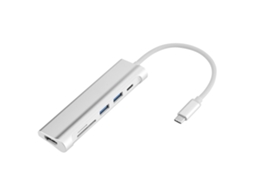 Dock Hub Multifuncional Usb3.1 Para Hdmi Usb Sd Tf Prata 6 Em 1 Tipo C