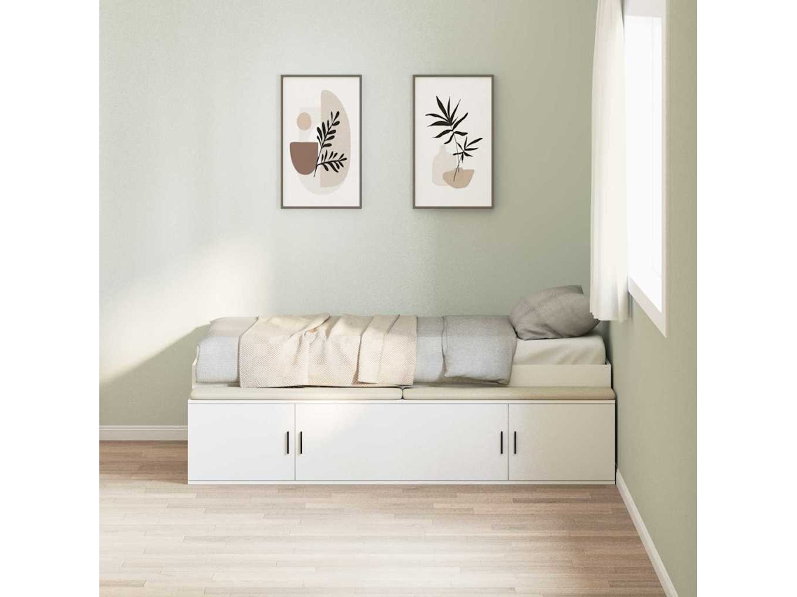 Vidaxl Estrutura Da Cama Branco 100 X 200 Cm Derivados De Madeira