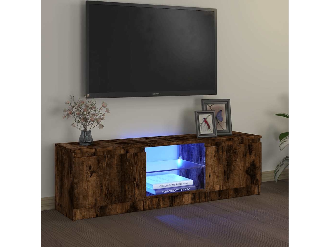 Vidaxl Móvel De Tv Com Luzes Led 120x30x36 Cm Carvalho Fumado