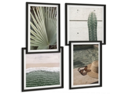 Composição De Quadros Plantas De Verão Relaxamento Aquático Espelharte (4 Peças)