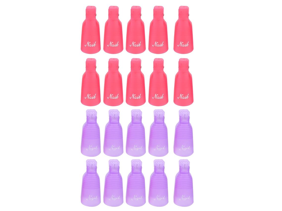 20pcs Clip Para Remover Esmalte De Unha Capa De Soak Off Gel Uv Portátil Roxo E Rosa Reutilizável