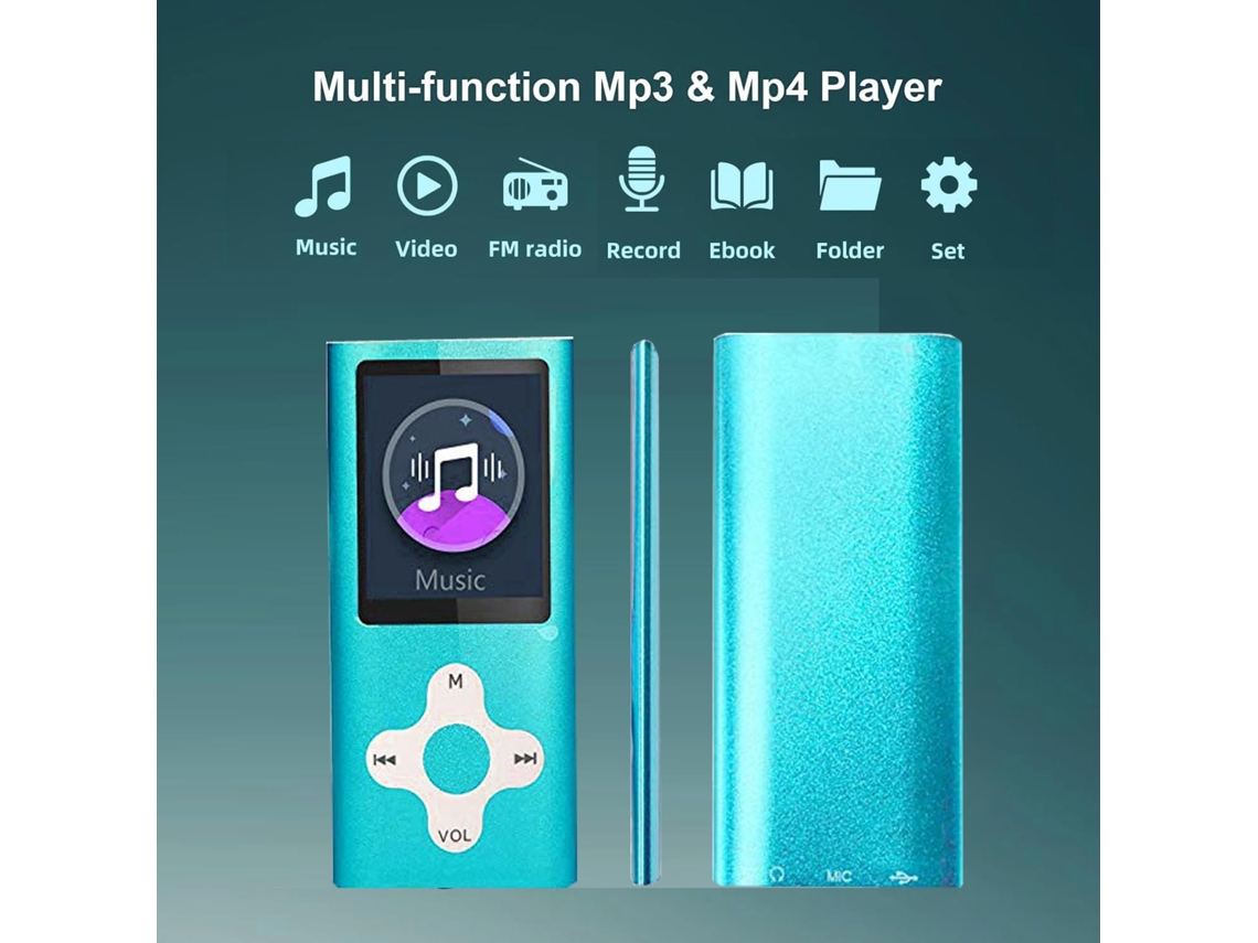 Leitor Mp3 Portátil Bluetooth 16gb com cartão, FM, gravação, vídeo, até 128gb prata HEXINYIGJLY