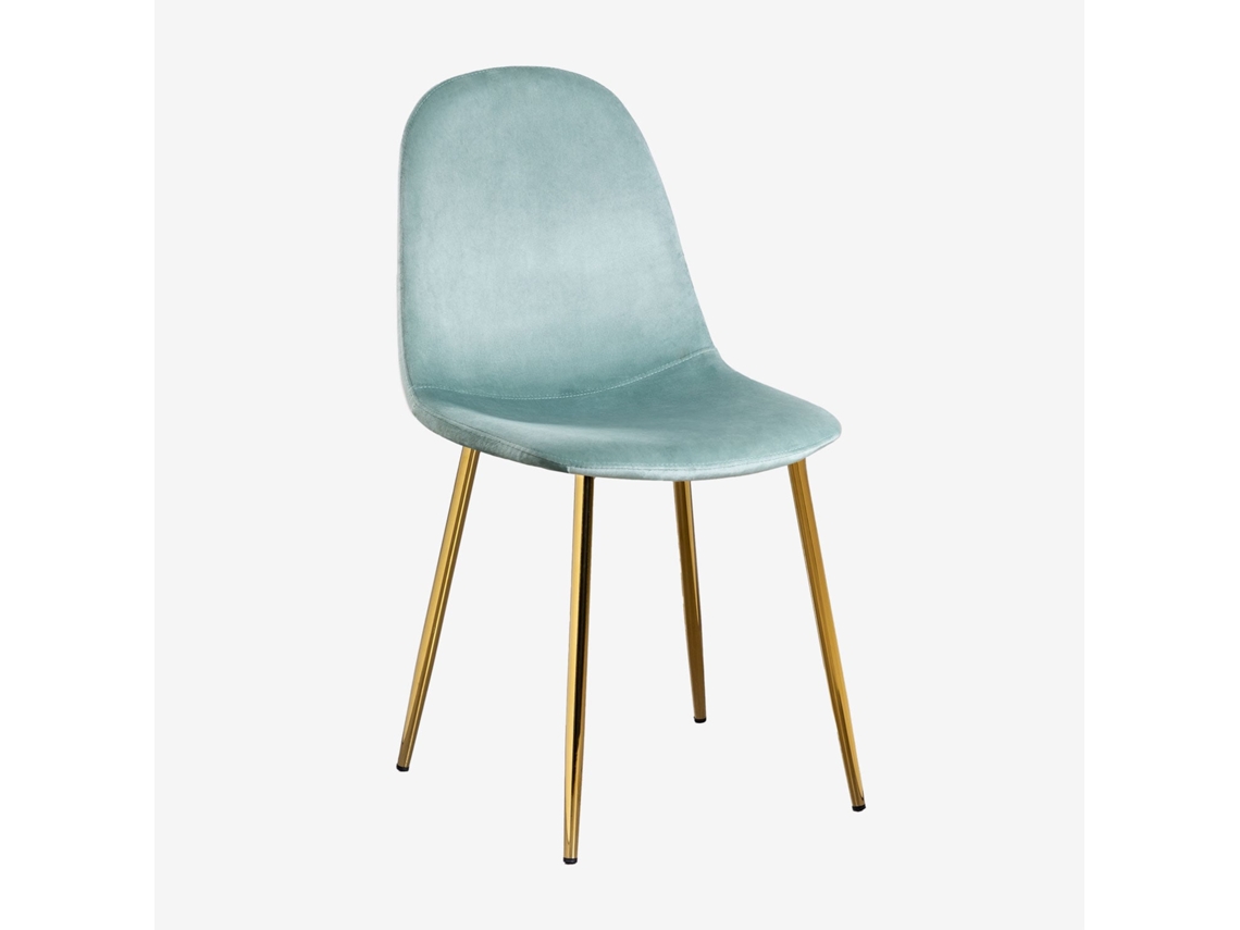Sklum Pack De 2 Cadeiras De Jantar Glamm Poliéster     Dourado                  Velluto Verde Abeto                               Veludo