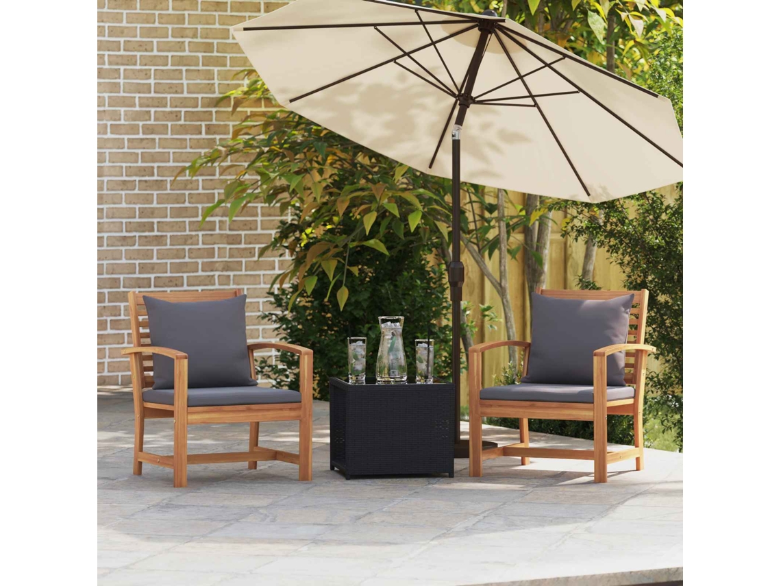 Vidaxl Cadeira 2 Peça Marrom E Cinza Escuro 65 X 60 X 76,5 Cm