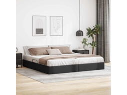 Vidaxl Estrutura De Cama Ottoman Preto 200 X 200 Cm Couro Sintético
