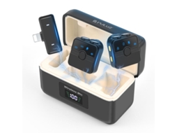 Microfone sem fio de lapela magnético com caixa de carregamento, receptor Type C, 2 microfones transmissor, preto | XIAOMOYU