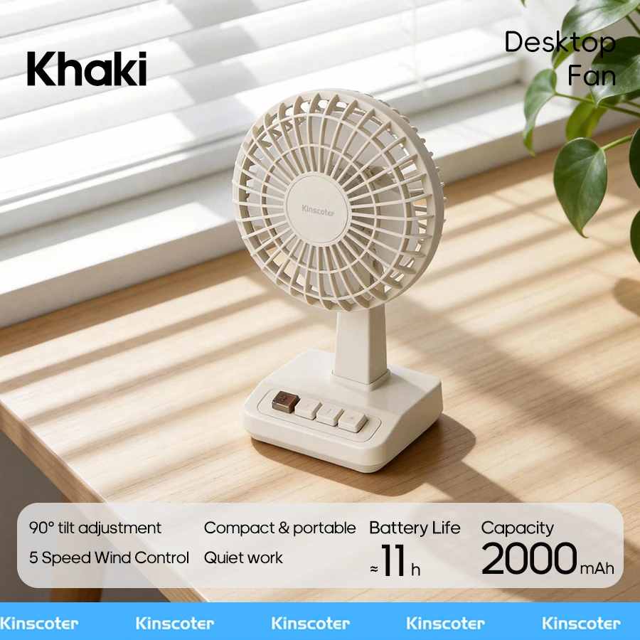 Ventilador de Mesa Retrô, 2000mah, Inclinação Ajustável MDUG