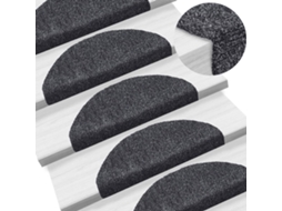 Vidaxl Tapetes De Escada Autoadesivos 5 Peças 65x21x4 Cm Cinza Escuro Semicircular Grande