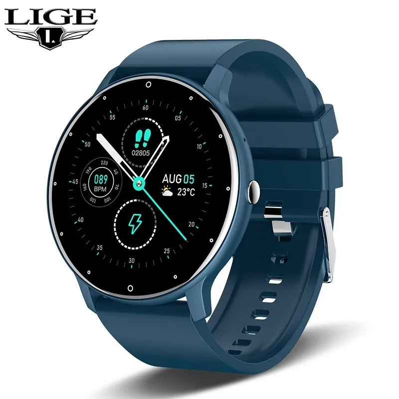 (azul Silicone) Relógio Inteligente Com Chamadas Bluetooth, Funções De Monitoramento De Frequência Cardíaca E Pressão Arterial, À Prova D'água.
