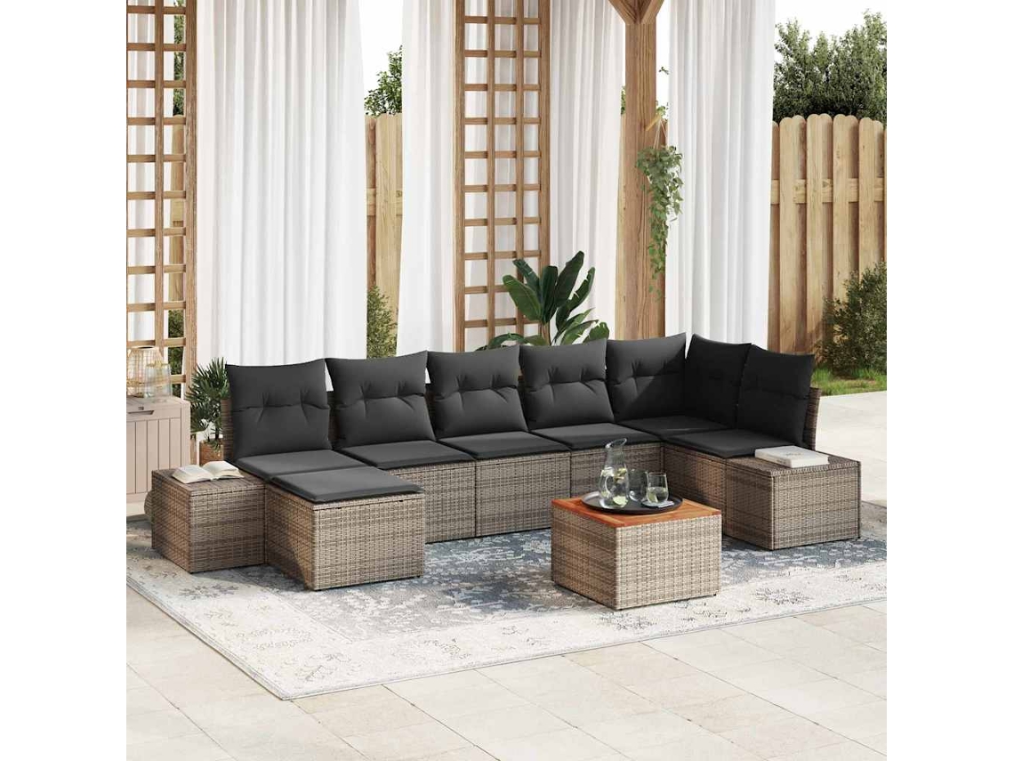 Vidaxl Conjunto De Sofá De Jardim 8 Unid. Cinzeto