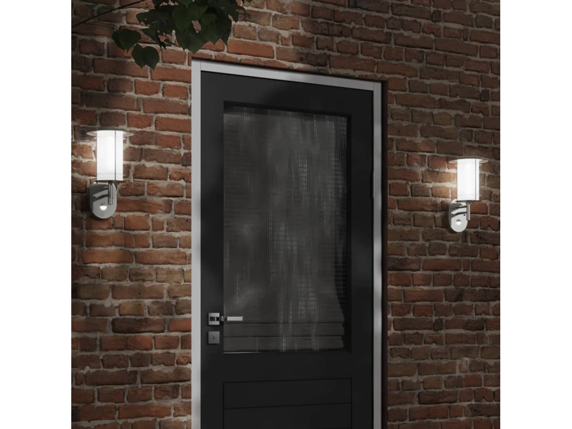 Vidaxl Candeeiros Parede P/ Exterior C/ Sensor 2pcs Aço Inox. Prateado