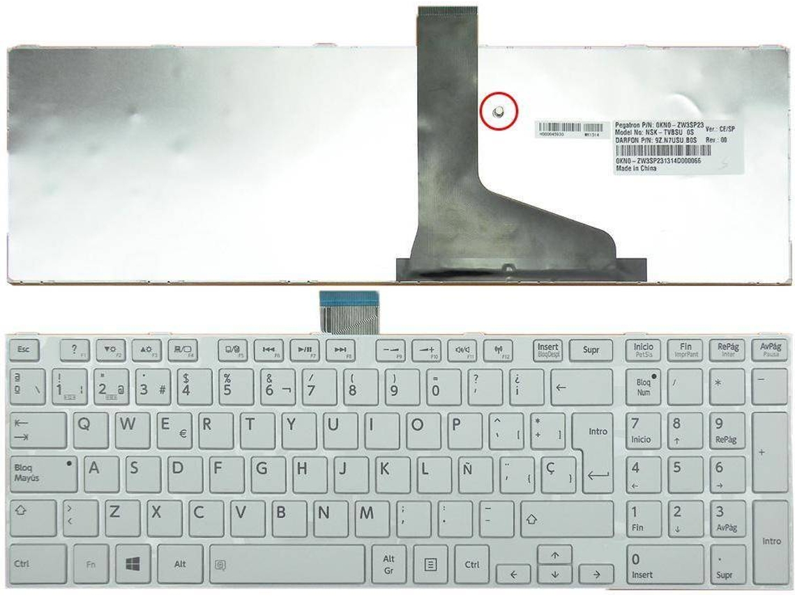 Teclado para Portátil Toshiba Satellite L850. L950 C855 Pscbye-04500Rit Branco