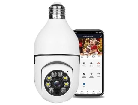 Câmera Ip Câmera Bulbo 1080P Wifi Interior Sem Fio 360 Câmera Espiã Panorâmica com Visão Noturna Colorida Armazenamento Online LECHEO