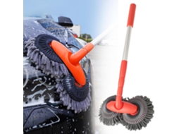 Vassoura para lavagem de carros com cabo longo e extensível para limpeza rotativa.