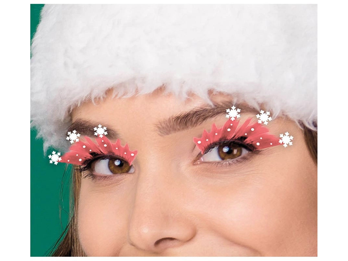 Cílios cor salmão com flocos de neve
