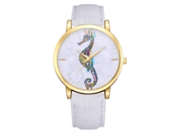 Relógio de quartzo moderno com estampa animal, pulseira ajustável para mulheres, branco