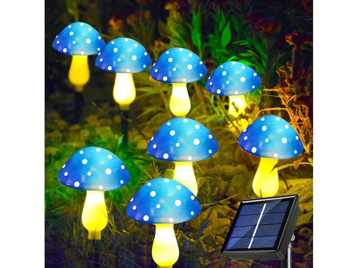 2026 luz de Hongo Solar Linjou, Luces Led Fairy de Hongo Azul com 8 Modos de Iluminação Impermeável Ip65 para Jardim Exterior