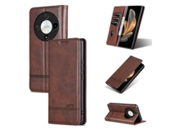 Capa De Celular Flip Em Couro Texturizado De Bezerro Com Ímã Azns Para Honor Magic6 Lite 5g/x9b