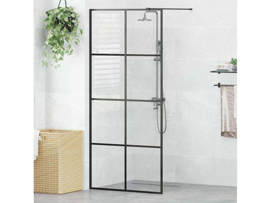 Vidaxl Divisória De Chuveiro C/ Vidro Transparente Esg 90x195 Cm Preto