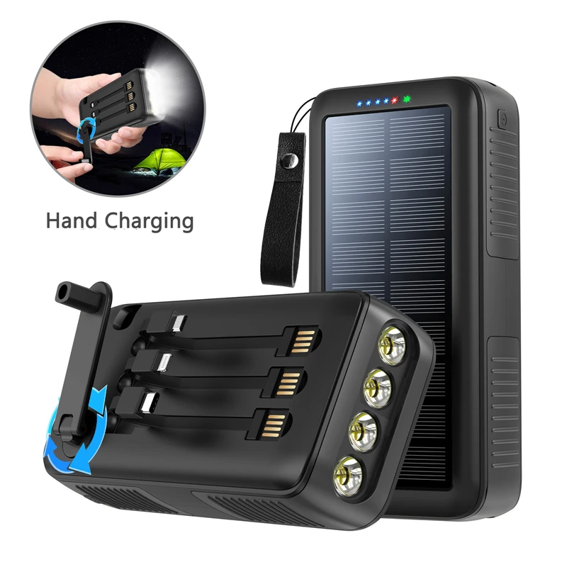 Carregador Solar 20000mah, Manivela, 22,5w, Carregamento Rápido MDUG Azul PONTOCASA
