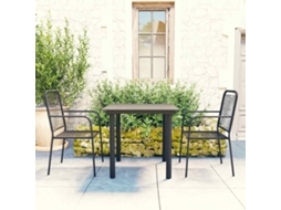 Vidaxl 3 Pcs Conjunto De Jantar Para Jardim Vidro E Aço Preto
