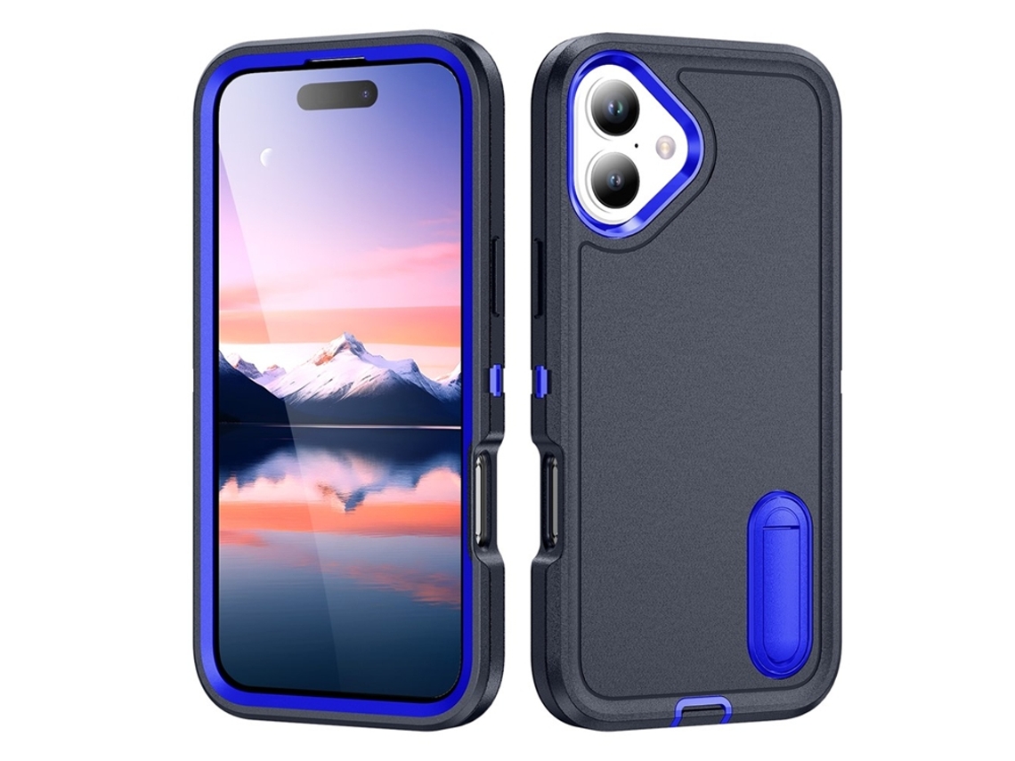 Capa Para Iphone 17 Com Suporte Integrado Em Silicone - Azul Escuro/safira