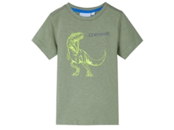 T-shirt Manga Curta Para Criança Caqui-claro 104