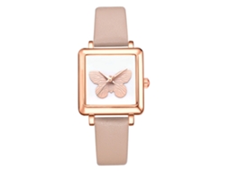 Relógio de Pulso Feminino Lvpai com Mostrador Quadrado e Pulseira de Couro Pu Bege