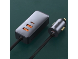 Carregador Pps Baseus Multiport Isqueiro 120 W Com Cabo De Extensão 3u+1c Cinzento