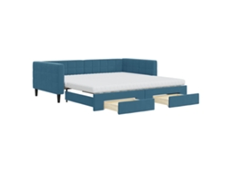 Daybed With Trundle, Daybeds With Trundles Vidaxl Azul Veludo (100 X 200 Cm)