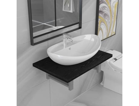 Conjunto de Casa de Banho  Preto e Branco largo (Cerâmica - 60x40x16.3cm)