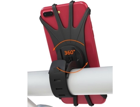Suporte para telefone de bicicleta - rotação universal de silicone 360° - smartphones de 4,0-6,5 polegadas preto GOTOSEEU