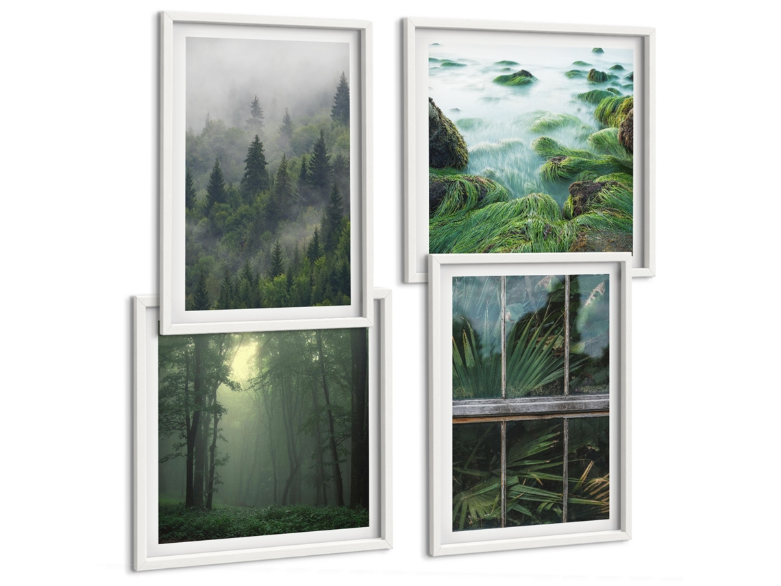 Composição De Quadros Gráficos Vegetais Estilosos Frases Espelharte (4 Peças)