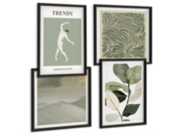 Composição De Quadros Plantas Abstratas Estilosas Espelharte (4 Peças)