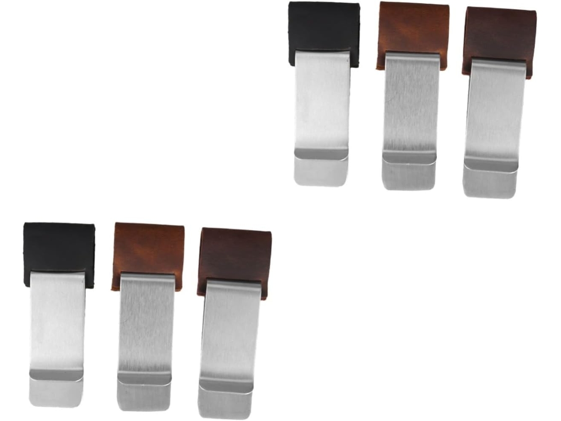 Porta-latas em aço inoxidável com clipe, organizador moderno para mesa e escola, camadas em couro e café, 3 peças*2