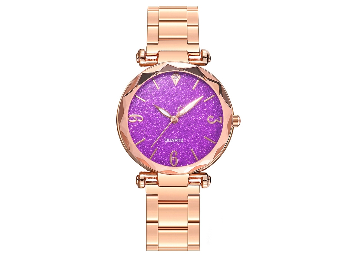 Relógio de Pulso Feminino Vansvar Moda Casual Quartzo Mostrador Cor Caramelo Roxo