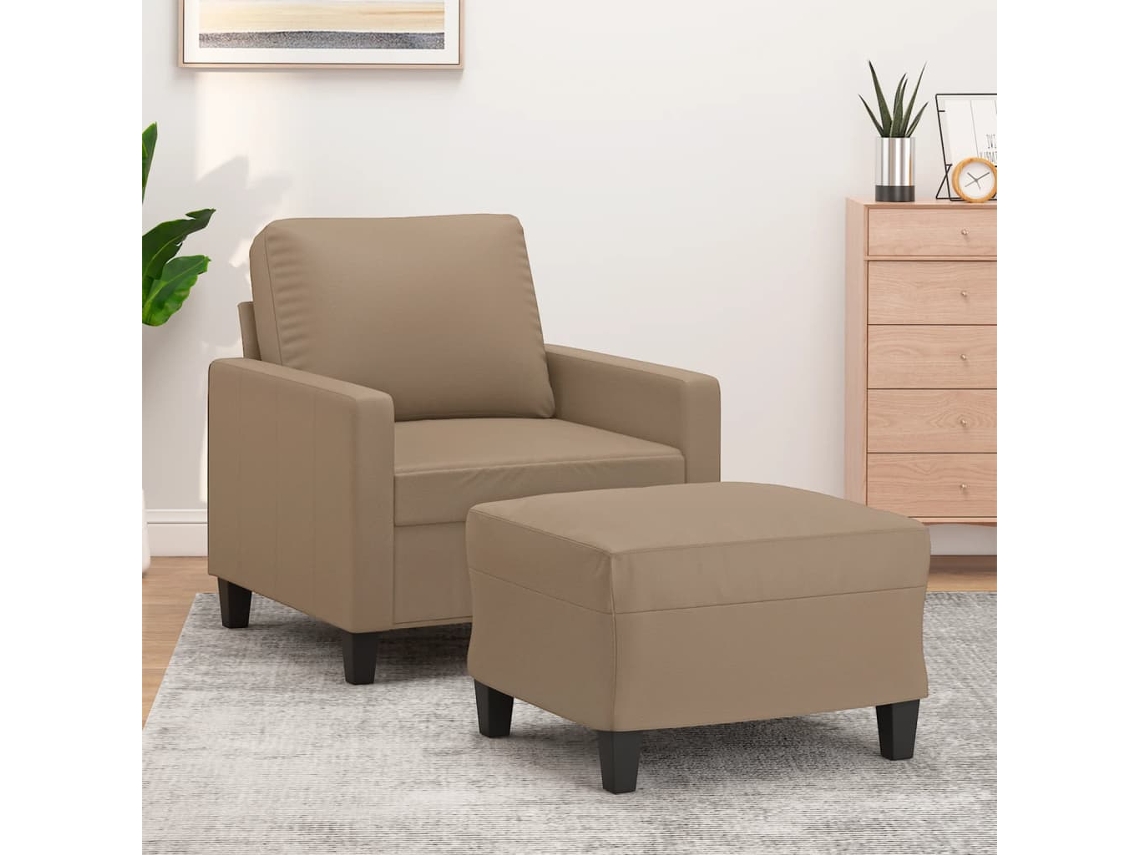 Vidaxl Poltrona Com Apoio De Pés 60 Cm Couro Artificial Cappuccino