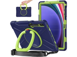 Capa para Samsung Tab S8 Plus com suporte giratório, compartimento para caneta e alça de ombro azul escuro verde XIAOMOYU