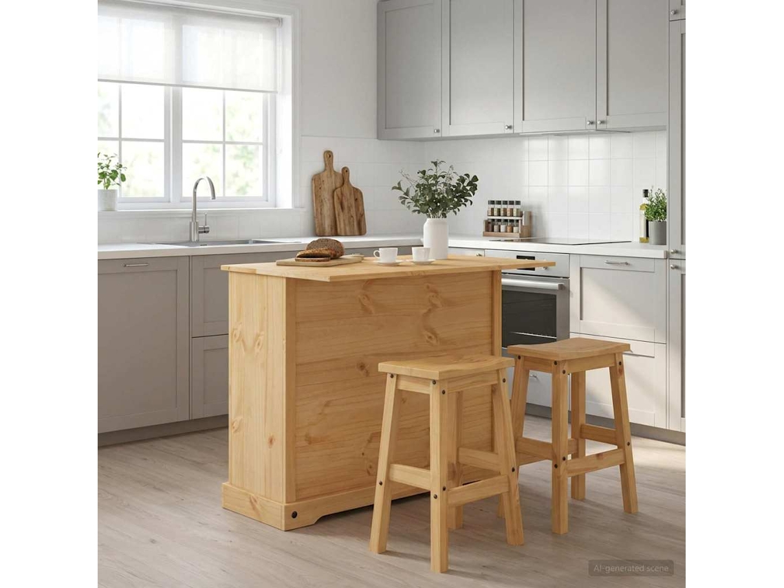 Vidaxl Conjunto De Ilha De Cozinha 3 Unid. Corona Cera De Mel
