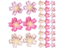 Zerodeko 30-tachinhas Decorativas Com Design De Flor Cerejeira, Resina E Metal, Fáceis De Usar Para Fotos E Murais Em