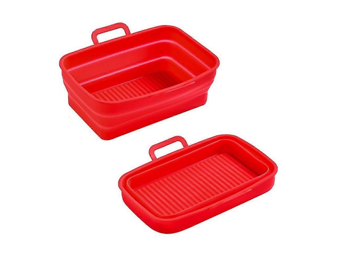 Prato De Silicone Reutilizável Para Air Fryer Ninja Acessórios De Cozinha Antiaderente Com Alça Resistente A Altas Temperaturas Vermelho