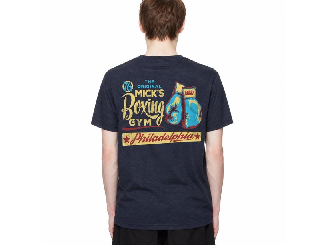 Rockinstone Rocky Movie Just Beat It Heather Navy Adult Shirt Size:s