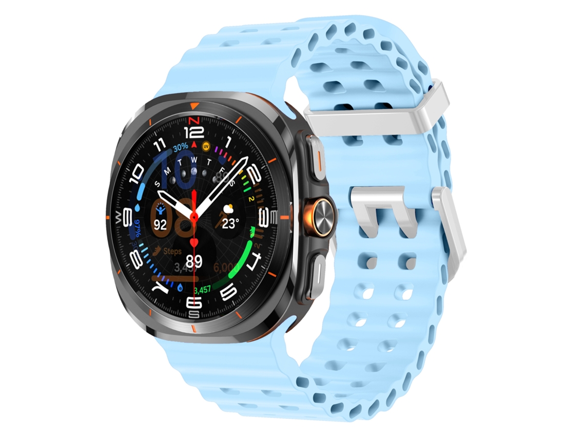 Pulseira Marine Para Samsung Galaxy Watch Ultra 2/1 47mm (2026/2025/2024), Silicone, Desportiva Azul Claro Hexinyigjly