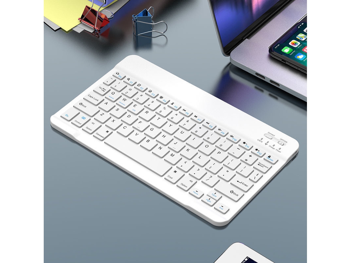 Teclado HEXINYIGJLY Bluetooth Ultra Fino 78 Teclas, Silencioso, Usb C, Branco para iPad