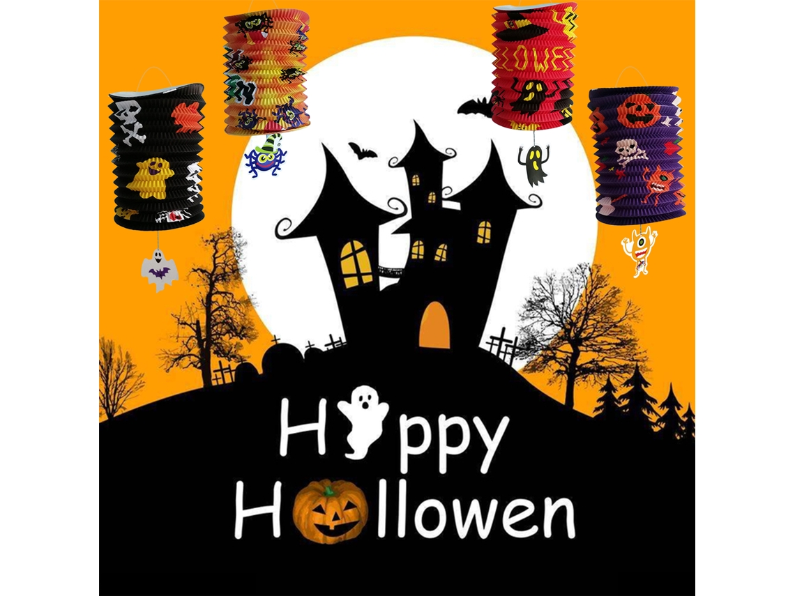 2026 lâmpada de Papel Suspensa com Led, Design Decorativo Plegável para Halloween, Festivais e Decoração de Casa e Jardim