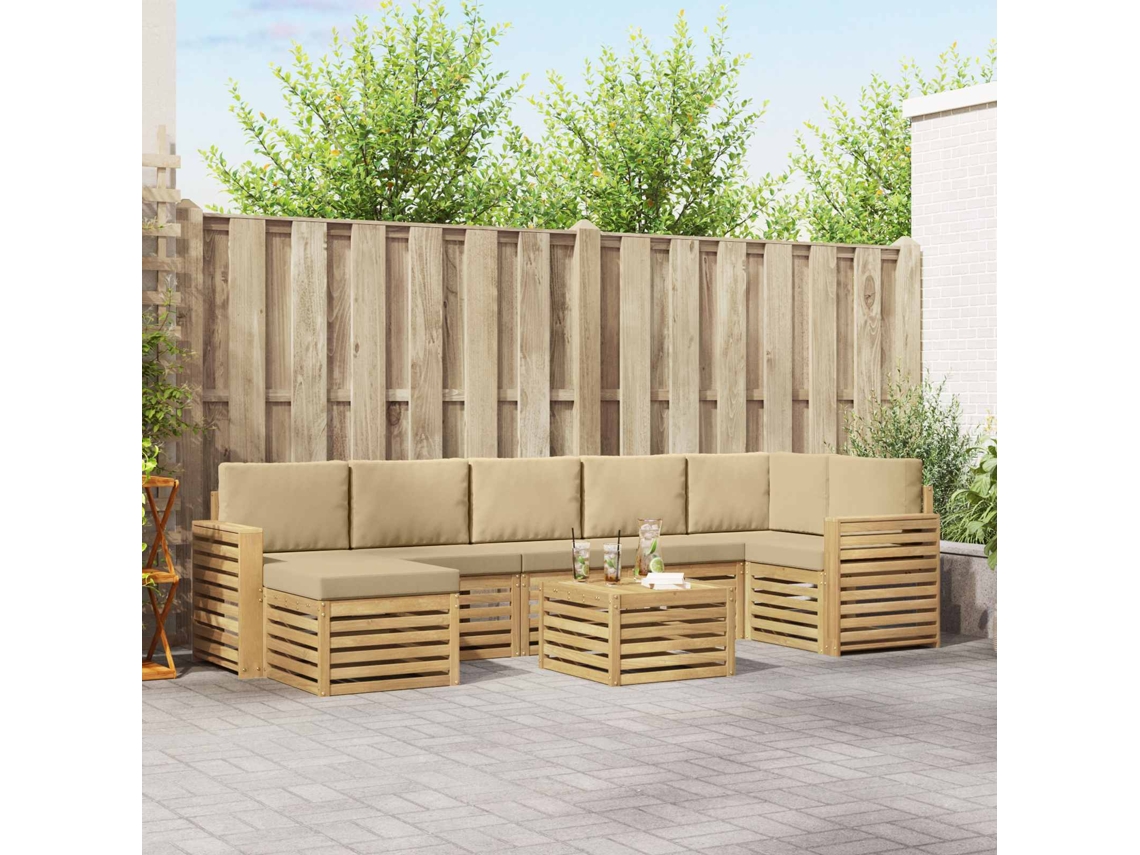 Vidaxl Conjunto De Sofás Para Exterior 8 Pcs Branco E Bege