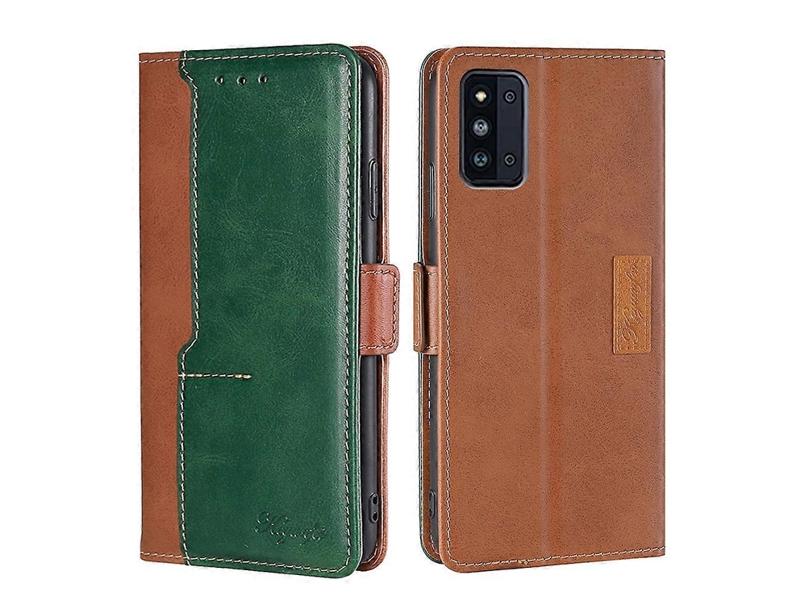 Capa De Couro Com Aba Horizontal, Textura Retrô E Cores Contrastantes Para Samsung Galaxy F52 5g, Com Suporte.