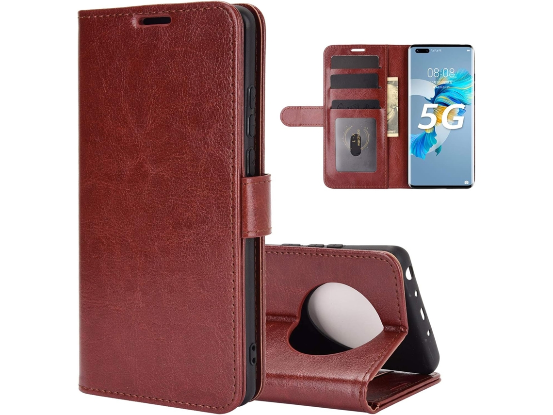 Capa Luxuosa Função para Huawei Mate 40 Pro 6.76 HONGWE. com Porta-Cartões Castanho